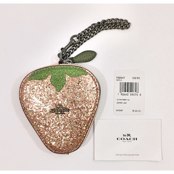 Coach Coin Case Strawberry Wristlet Bag Charm New - Picture 4 of 8